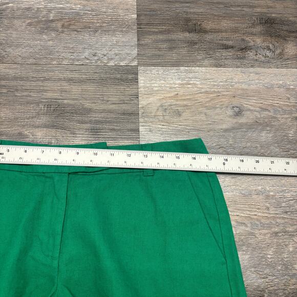 NWT J Crew Factory Green Womens 10 Scalloped Linen Blend Mid Rise Vacation Short - Picture 7 of 12